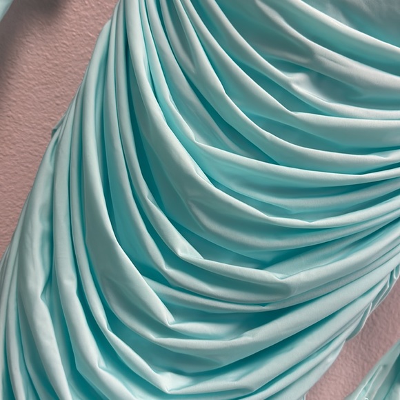 Prescott Gloved Ruched Mesh Midi Dress - Picture 5 of 9